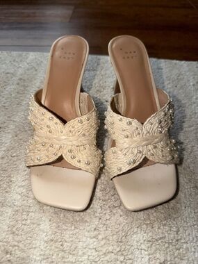White slide on heels